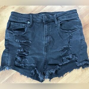 Aeropostale Distressed Black Denim Shorts